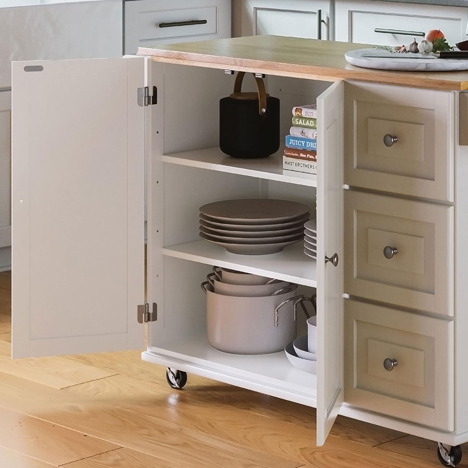 Mobile Kitchen Island Cart, Drop Leaf Breakfast Bar