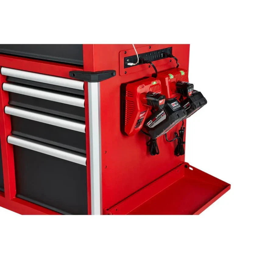 Milwaukee High Capacity 56 in 18-Drawer Steel Tool Chest And Cabinet Combo – Red And Black