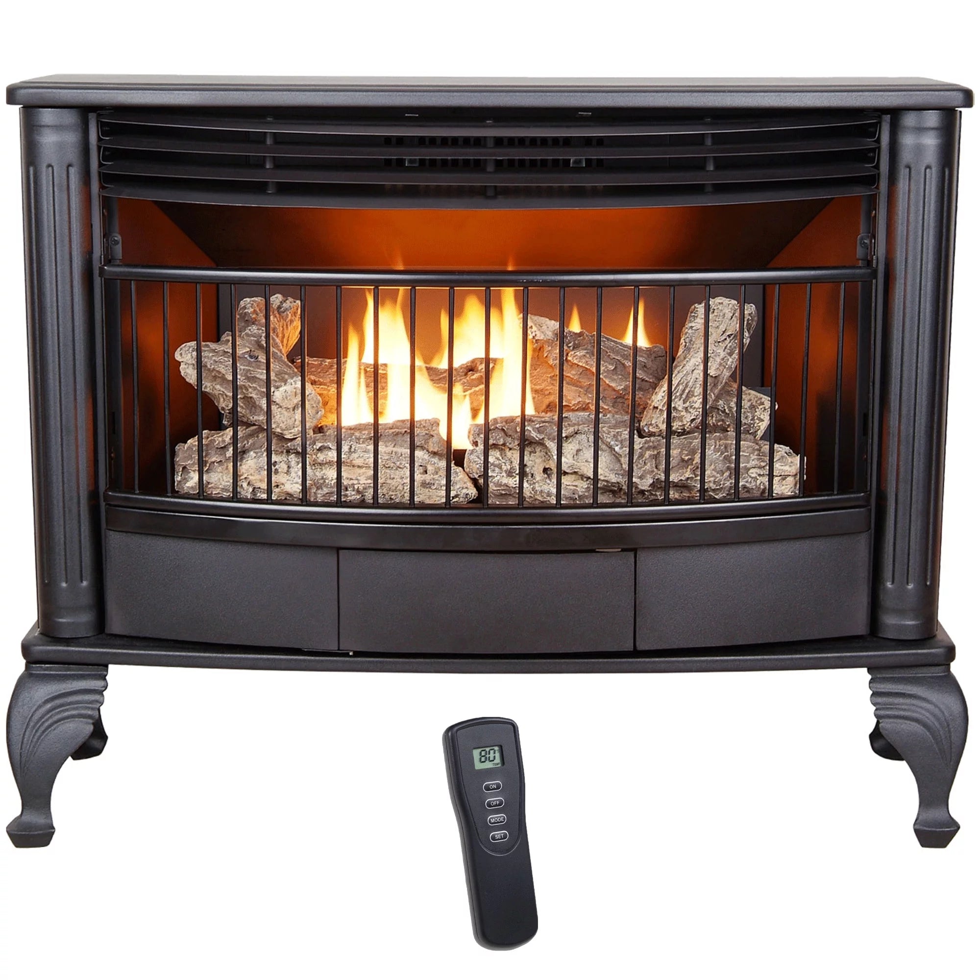 Procom Vent less Dual Fuel Gas Stove – 25,000 BTU, Remote Control, Black Finish – Model# QNSD250RT