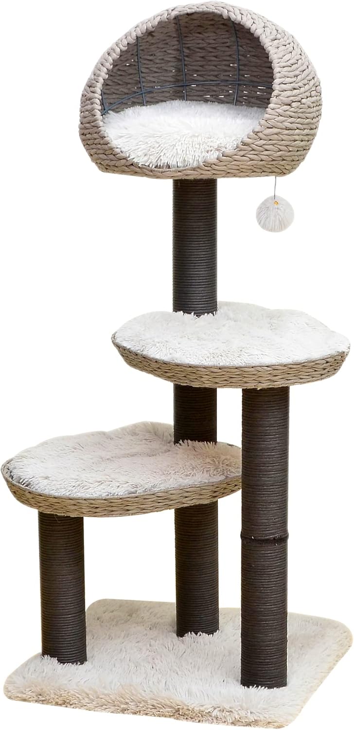 Petpals Handwoven Cat Tree with Condo, Top Bed & Sisal Scratching Posts