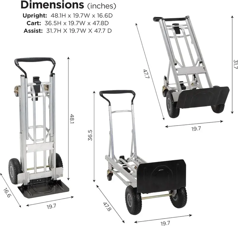 COSCO 4-in-1 Folding Hand Truck With Flat-Free Wheels And Folding Toe Plate