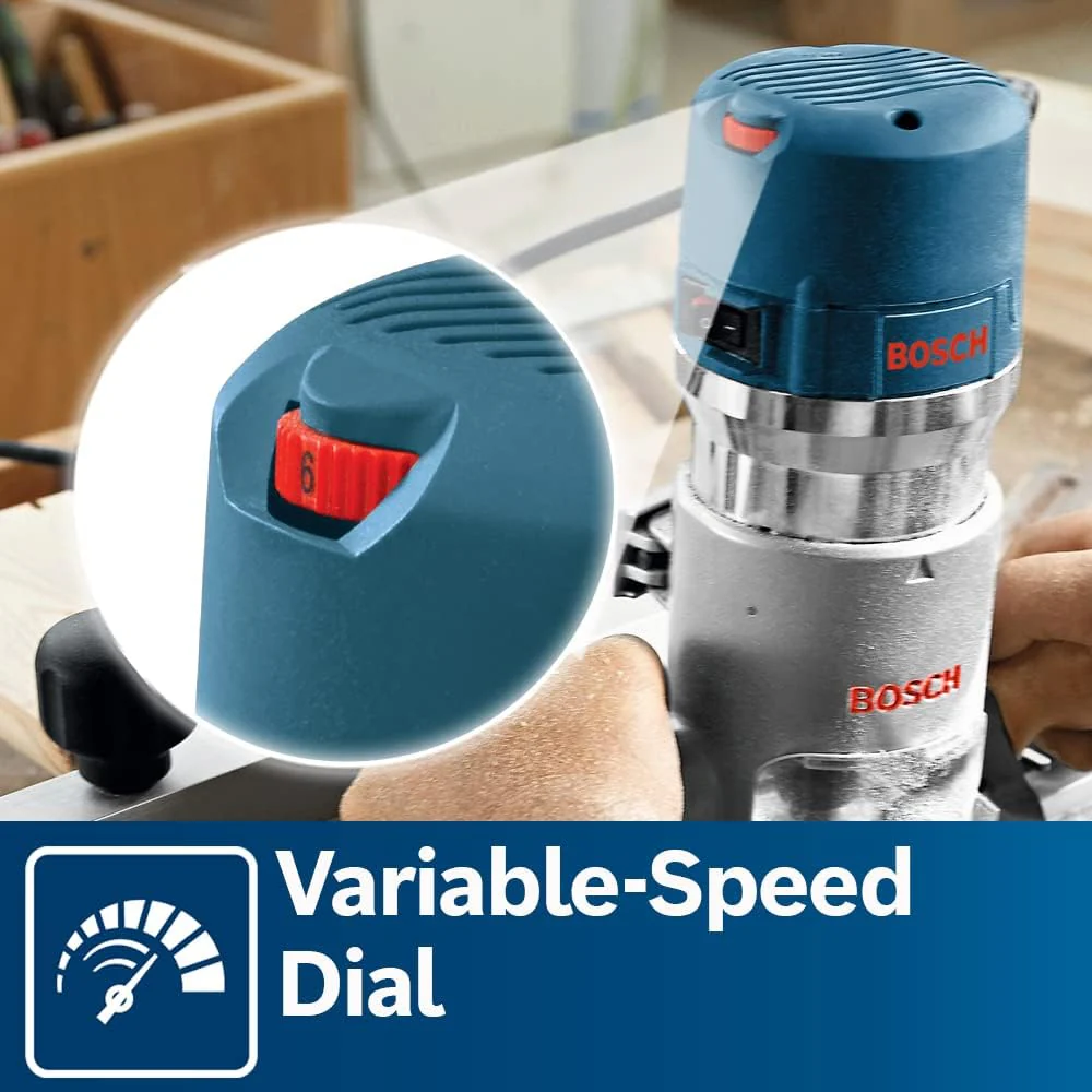 1617EVSPK Wood 12 Amp Router Tool Combo Kit – 2.25 Horsepower Plunge Router & Fixed Base with a Variable Speed