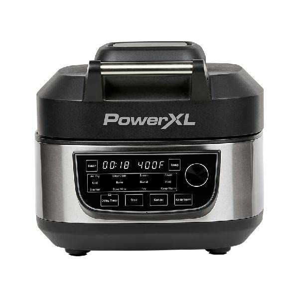 Grill Fryer Combo Plus 6 QT 12 in 1 Indoor Slow Cooker, Roast, Bake, 1550 Watts, Stainless Steel Finish: Home & Kitchen