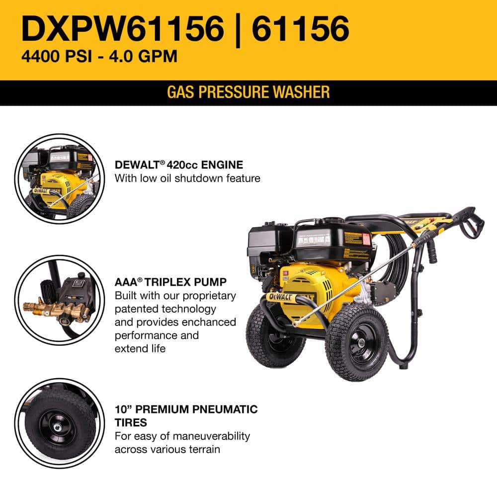 4400 PSI 4.0 GPM Gas Cold Water Pressure Washer with 420cc Engine