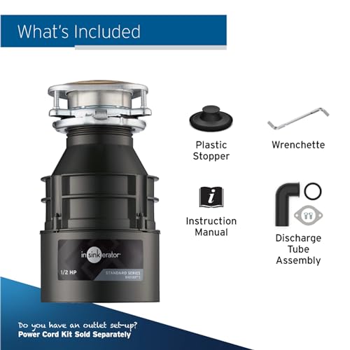 Garbage Disposal, 1/2 HP Continuous Feed, Durable Steel, Easy Install