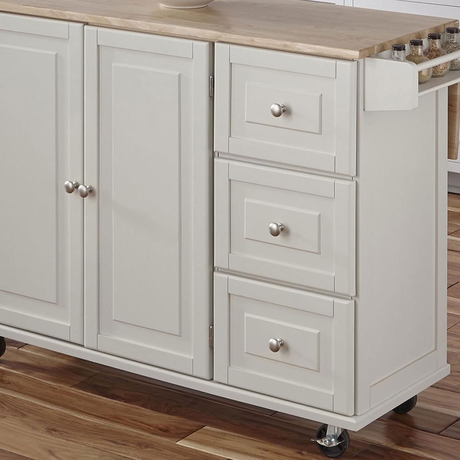 Mobile Kitchen Island Cart, Drop Leaf Breakfast Bar