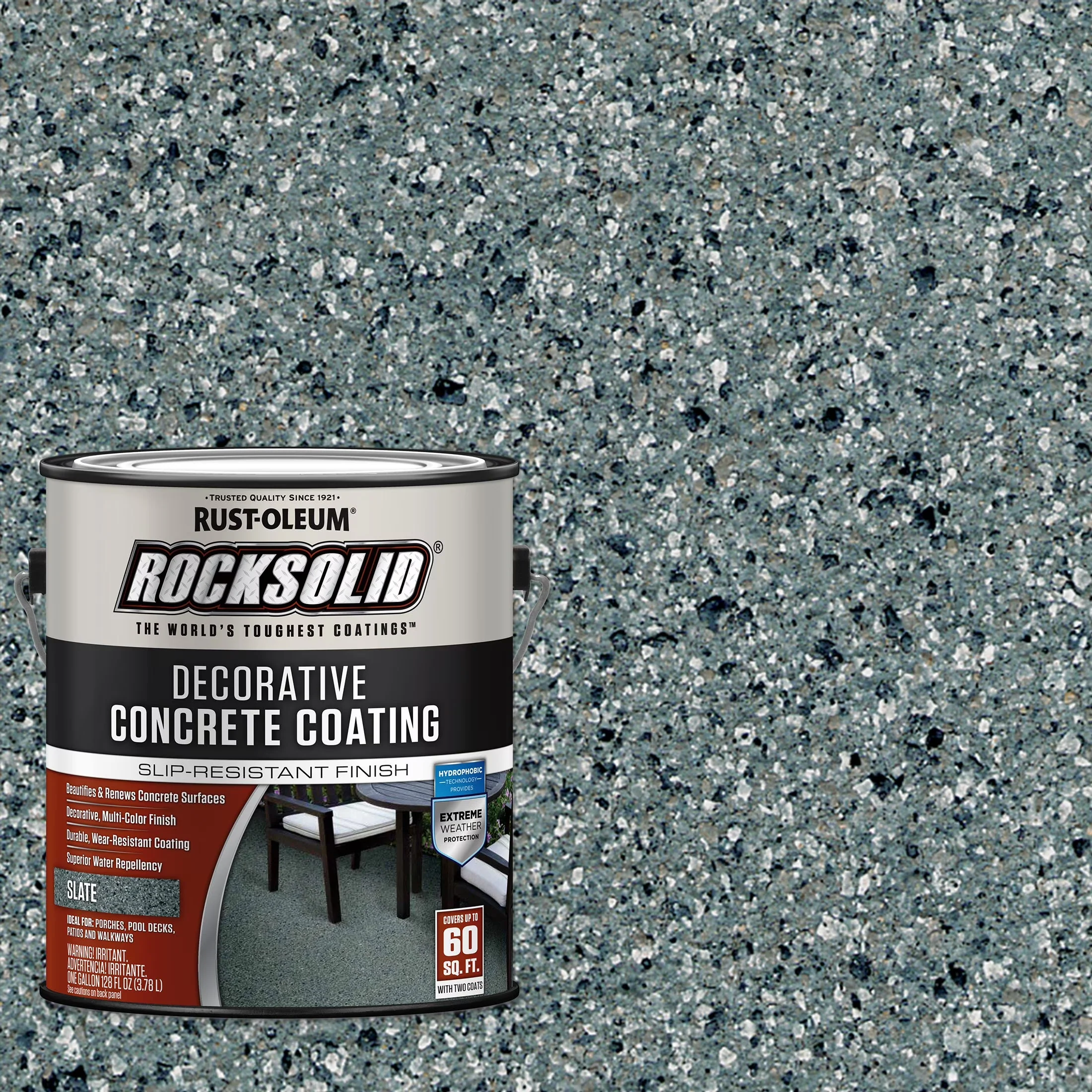 Rust-Oleum RockSolid Decorative Concrete Solid Stain, Slate, Matte, 2 Pack, Gallon – 306267