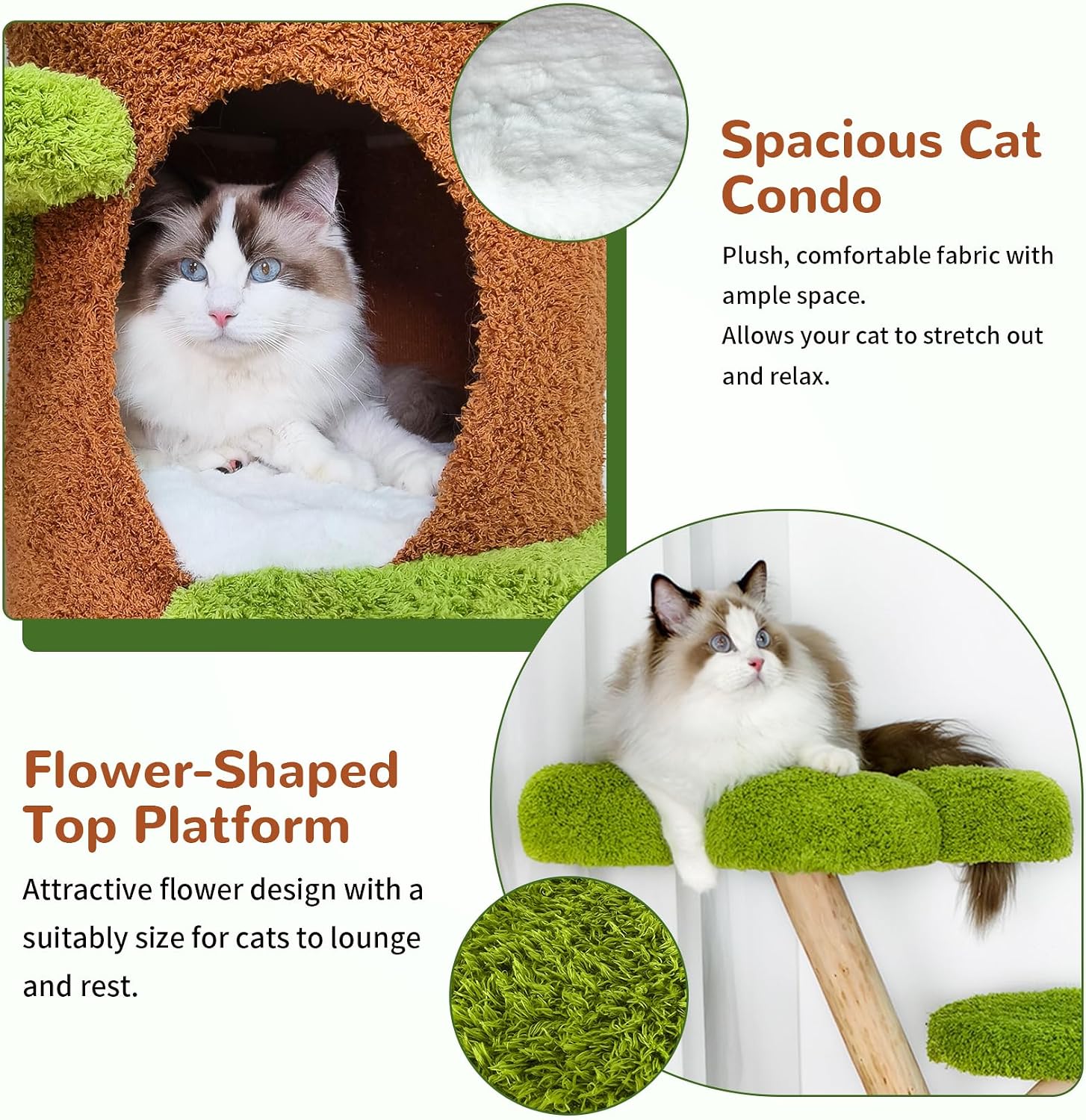Wisfor Modern Cat Tree Tower: 58Inch Tall Cats Tree for Large Cats with Multi Condos – Indoor Wooden Kitty Tree House Sturdy with Scratching Post