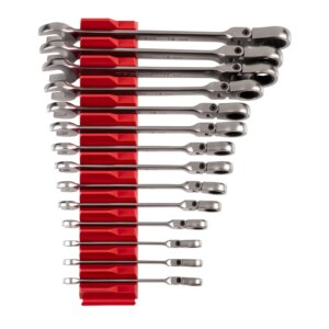 TEKTON Flex Head 12-Point Ratcheting Combination Wrench Set, 14-Piece (6-19 mm) – WRC95302