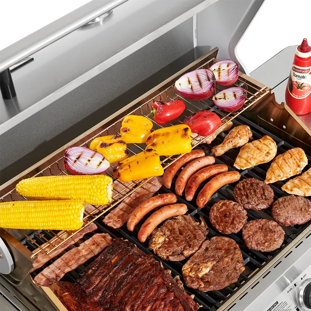 17842 Stainless Steel 4 Burner Propane Gas Grill with Rotisserie Configuration B
