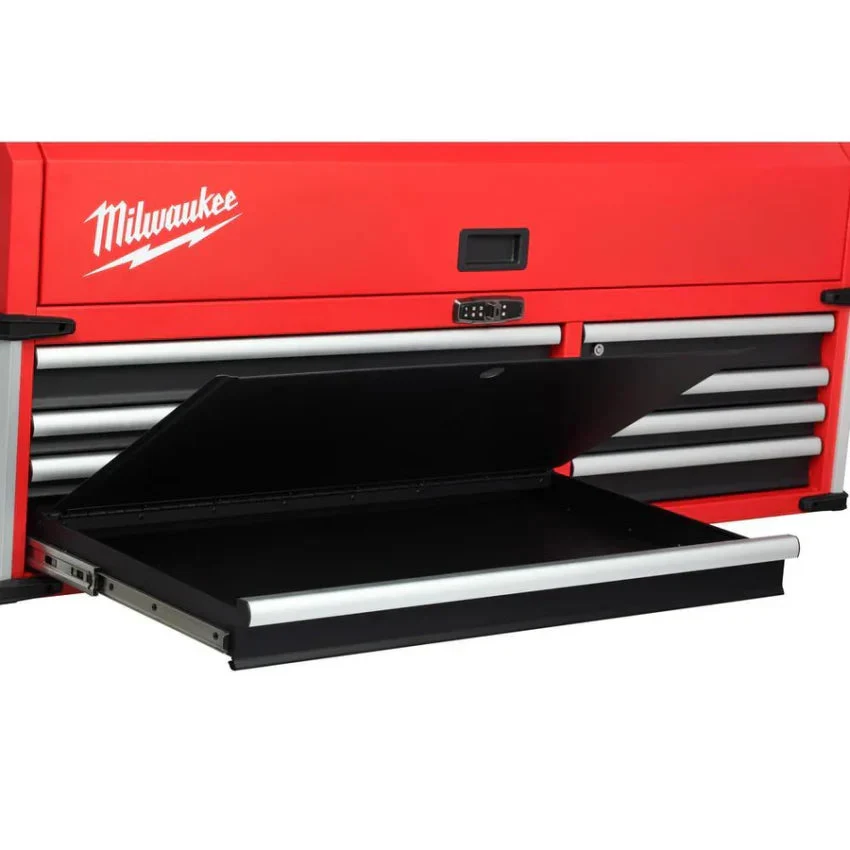 Milwaukee High Capacity 56 in 18-Drawer Steel Tool Chest And Cabinet Combo – Red And Black