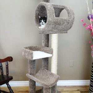 New Cat Condos 140003- Solid Wood Cat Climbing Tower Cat Tree, Gray
