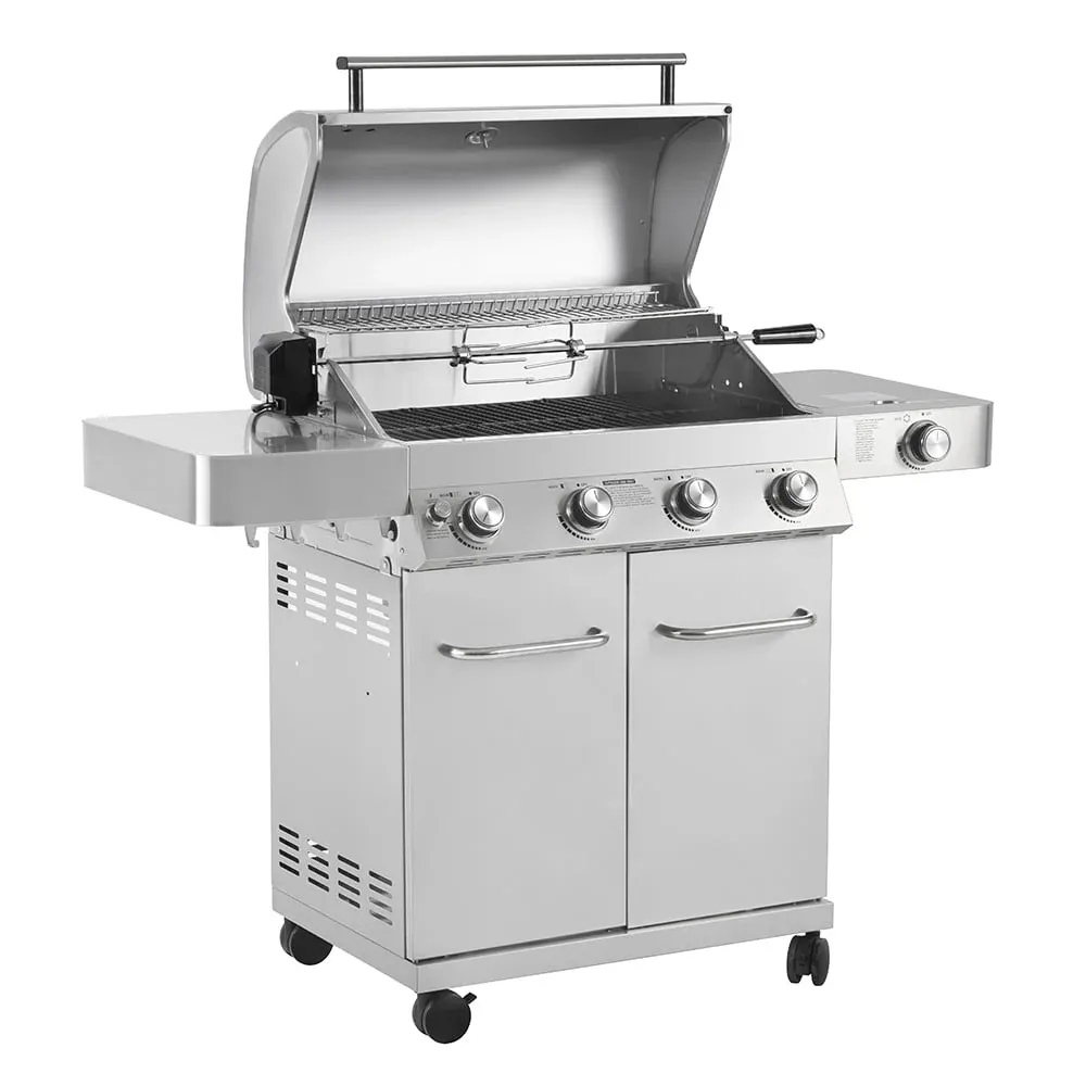 17842 Stainless Steel 4 Burner Propane Gas Grill with Rotisserie Configuration B