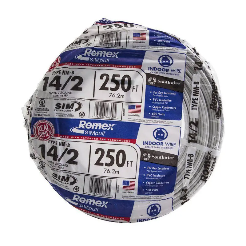 Southwire 250-Foot 14/2 Romex NM-B SIMpull Copper Solid Conductor Cable – 28827455