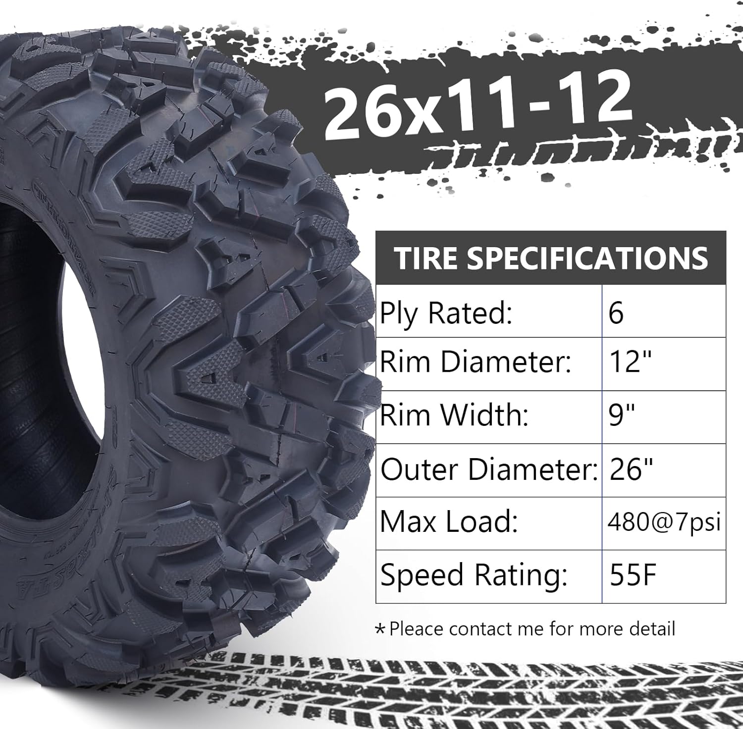 26×12-12 All-Terrain ATV/UTV Tires, Set of 2