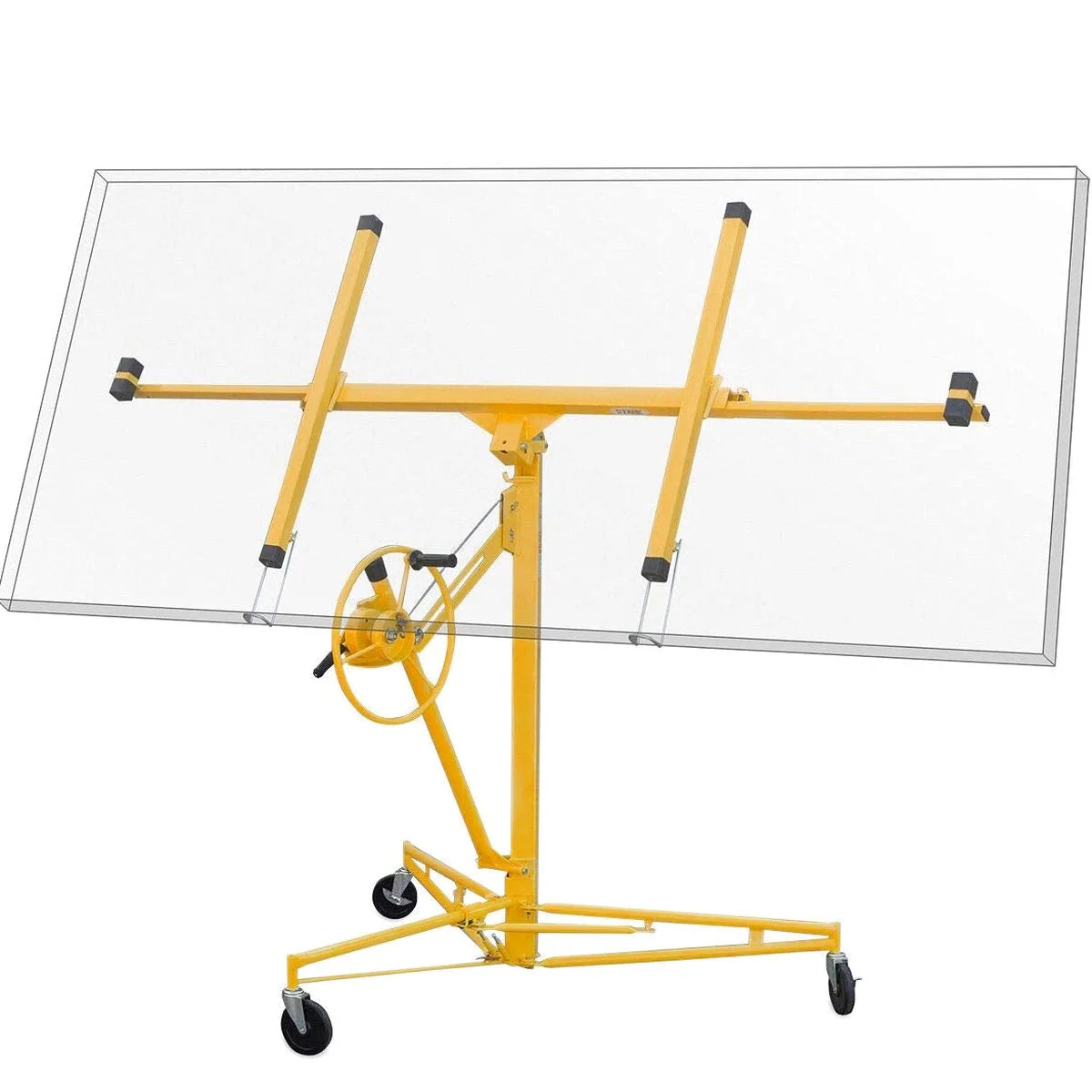 Stark USA Drywall Lift 11′ Yellow Rolling Sheetrock Panel Hoist Jack – 65044