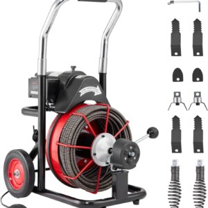 VEVOR Drain Cleaner Machine 100FT x 1/2 Inch, 550W, Red + Black – Drain Cleaner Machine 100 FT x 1/2 Inch
