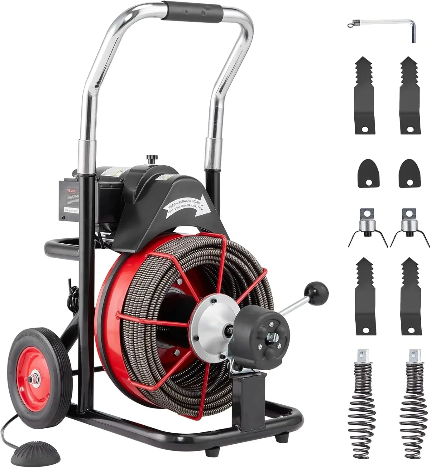 VEVOR Drain Cleaner Machine 100FT x 1/2 Inch, 550W, Red + Black – Drain Cleaner Machine 100 FT x 1/2 Inch