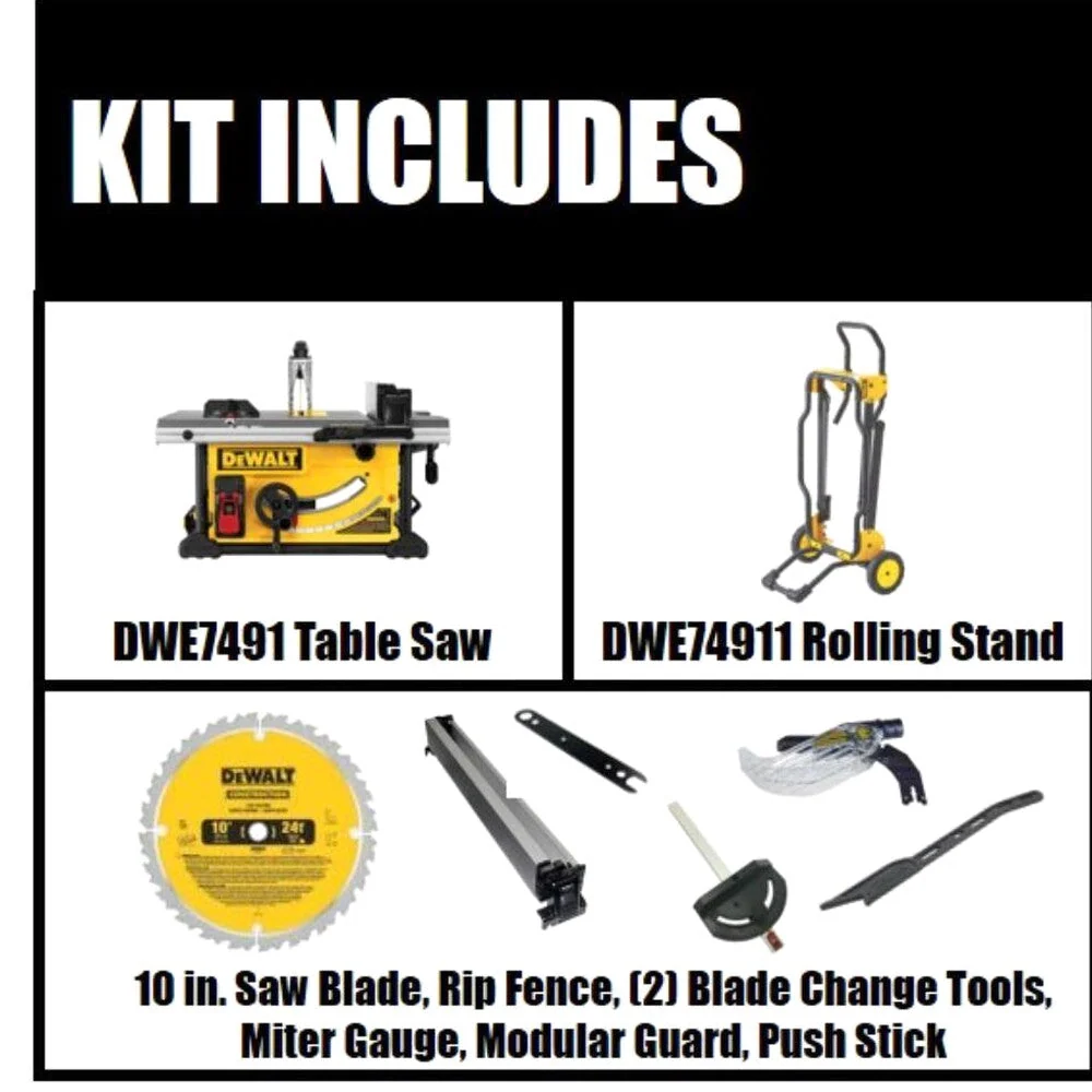 DEWALT 15 Amp Corded 10 in Job Site Table Saw With Rolling Stand – DWE7491RS