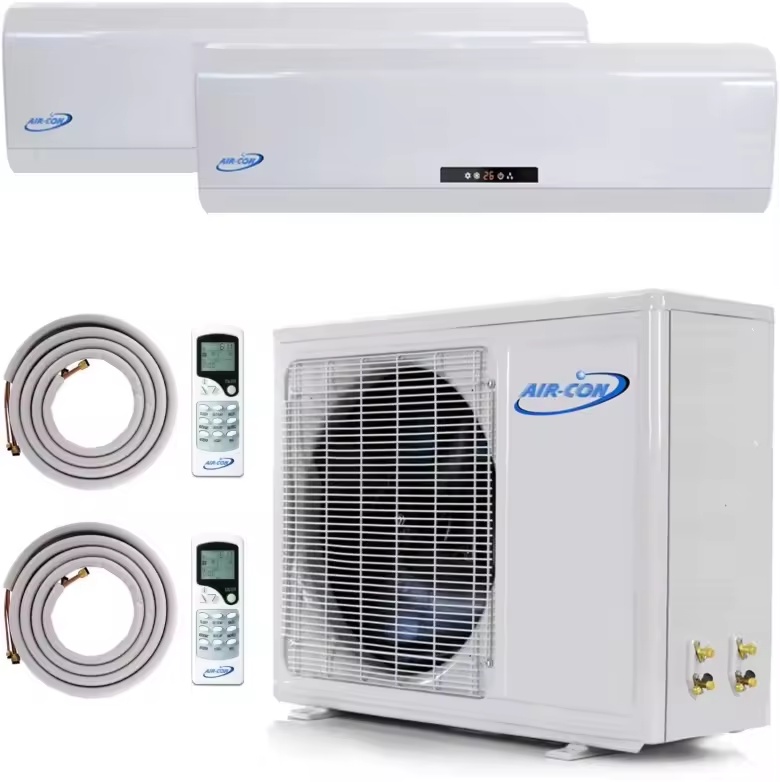 2 Zone Ductless Mini Split Air Conditioner, 9000/12000 BTU, 21 SEER