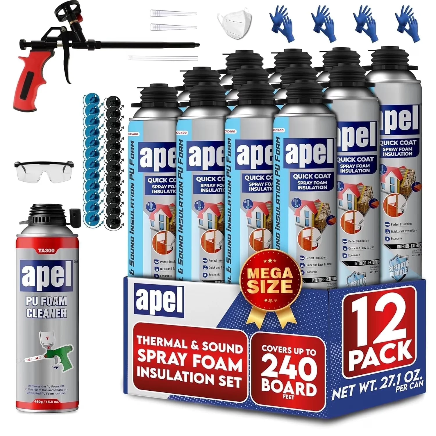 apel Spray Foam Insulation Kit, 12 x 32.80 oz / 240 Bd ft – 12 Pack