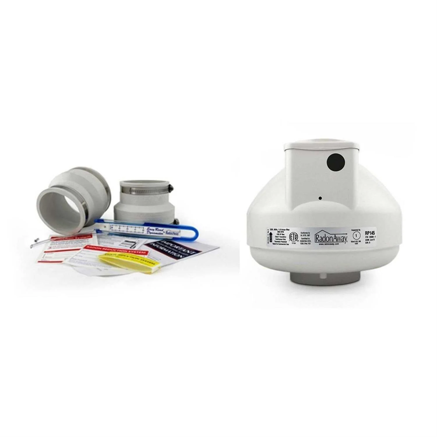 RadonAway Radon Mitigation Fan With 3 Inch PVC Install Kit – RP145