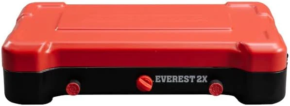 Mountain Series Everest 2X – High Output Two-Burner Camp Stove – Lid Doubles as Windscreen – Portable Cooking Stove – For Outdoor Cooking – 20,000 BTU Burners – 215 Sq In Cooking Area