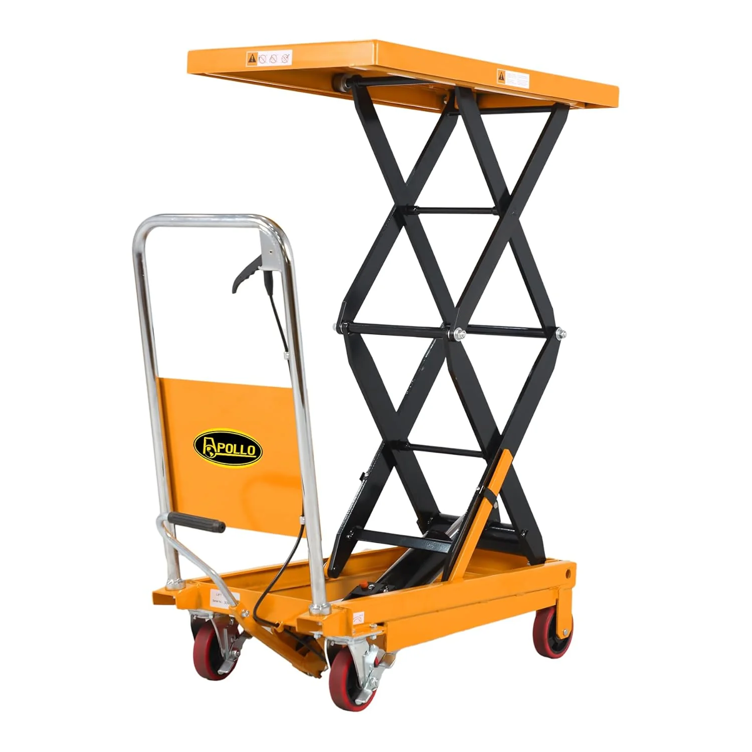 Hydraulic Lift Table Cart – 770 lbs Capacity, 51″ Max Height, Double Scissor Lift with Safety Guard & 4 Wheels