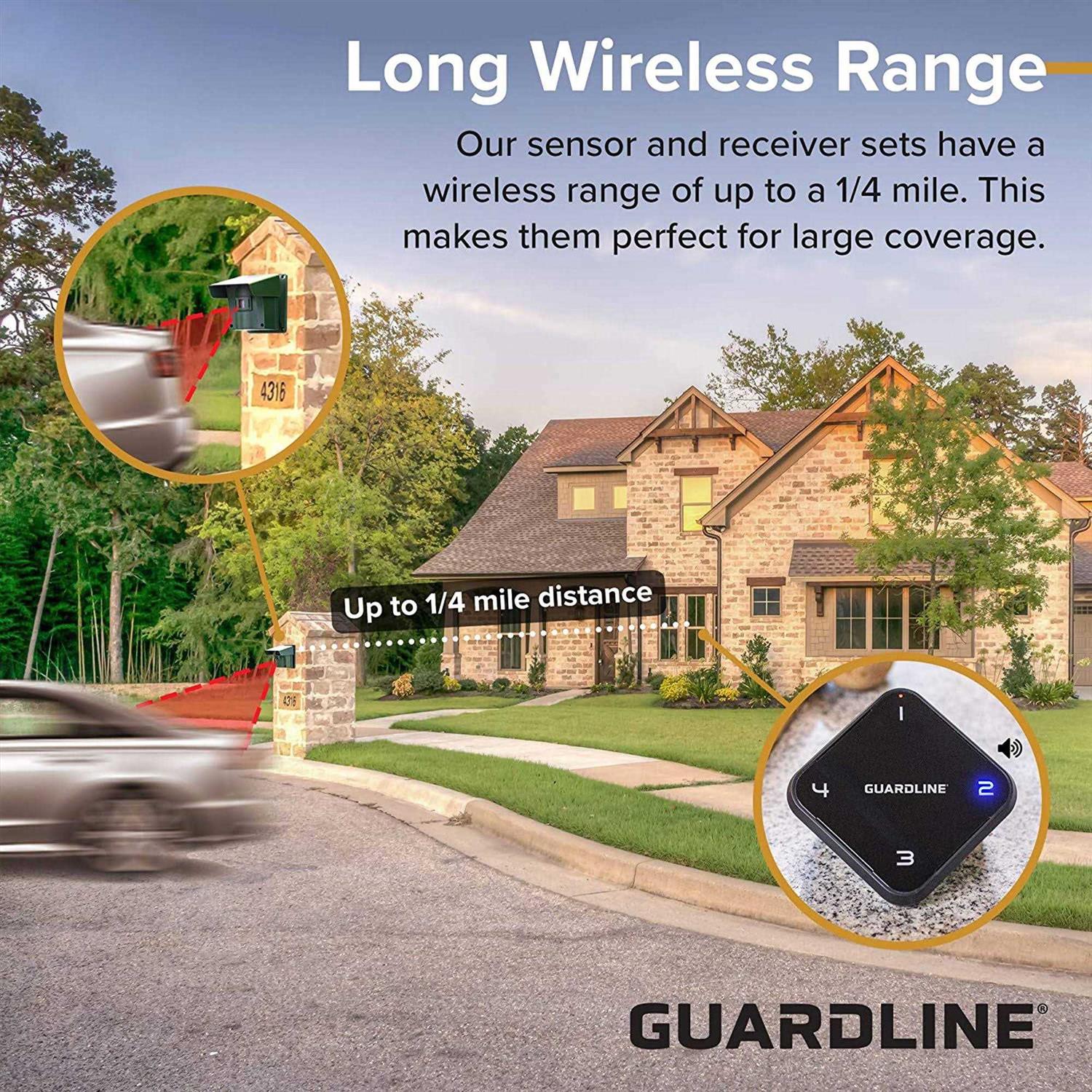 Guardline Wireless Outdoor Driveway Security Alarm Sensor System – 1/4 Mile Range